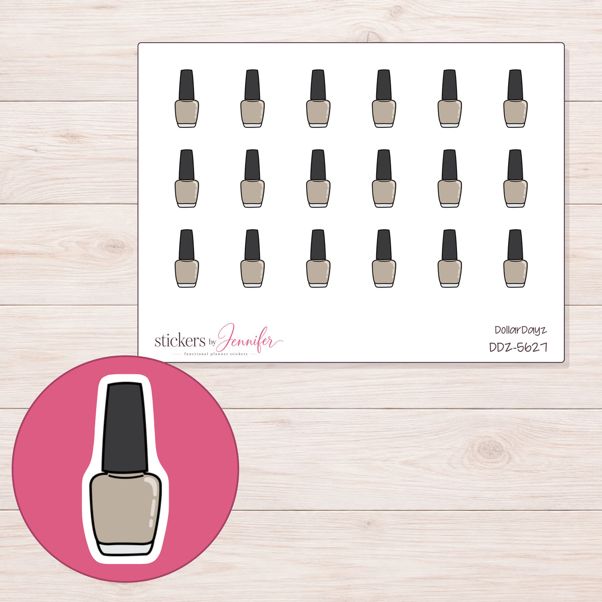 DDZ-5627 planner sticker sheet with enlarged sticker detail