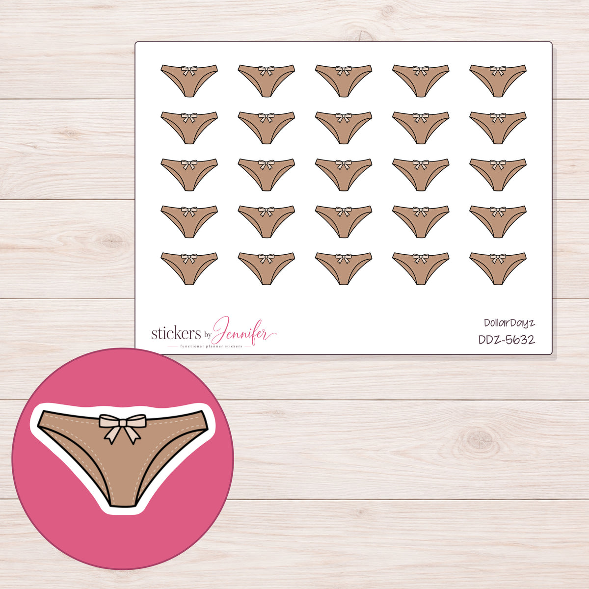 DDZ-5632 planner sticker sheet with enlarged sticker detail