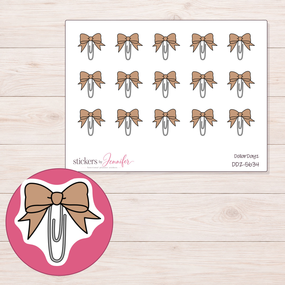 DDZ-5634 planner sticker sheet with enlarged sticker detail