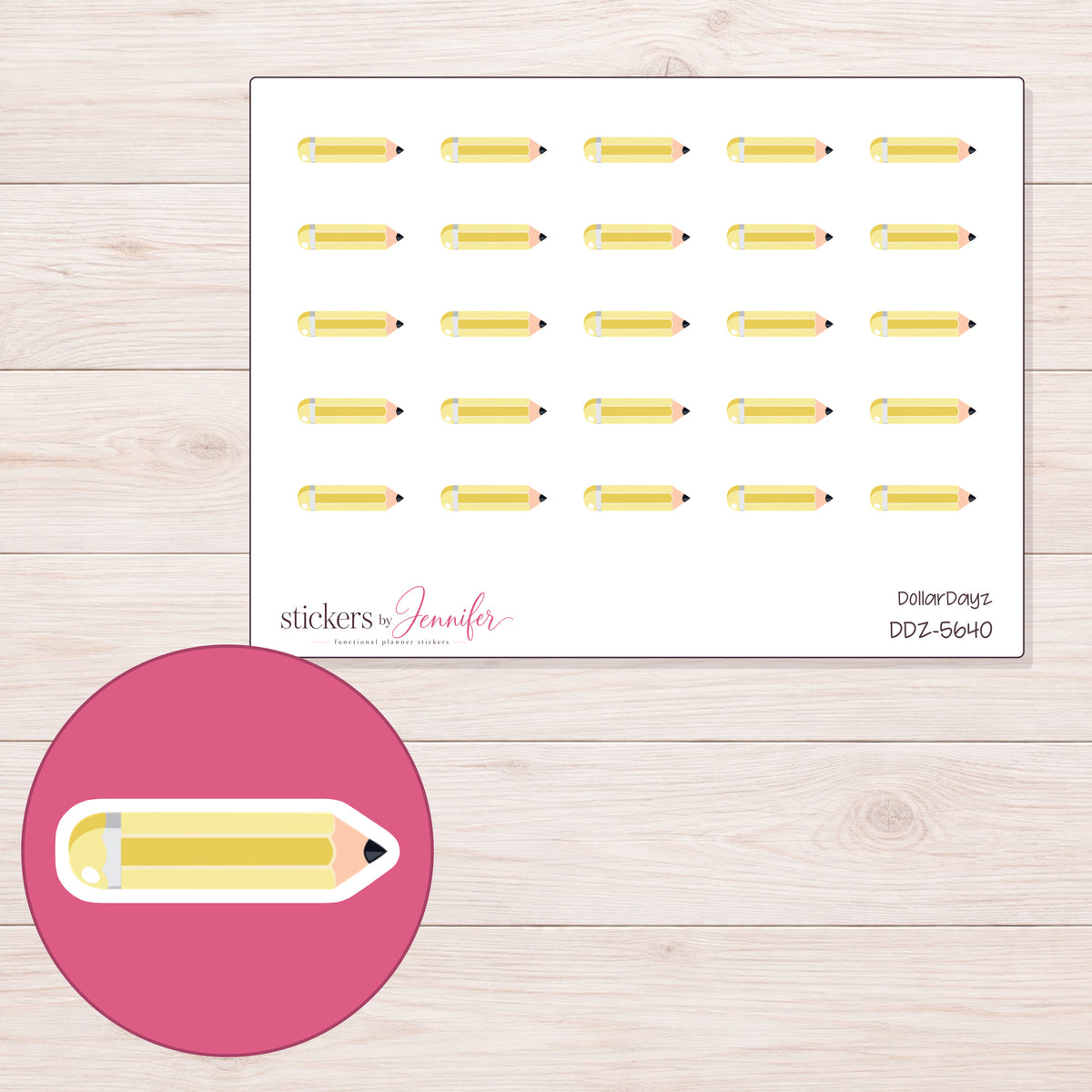 DDZ-5640 planner sticker sheet with enlarged sticker detail