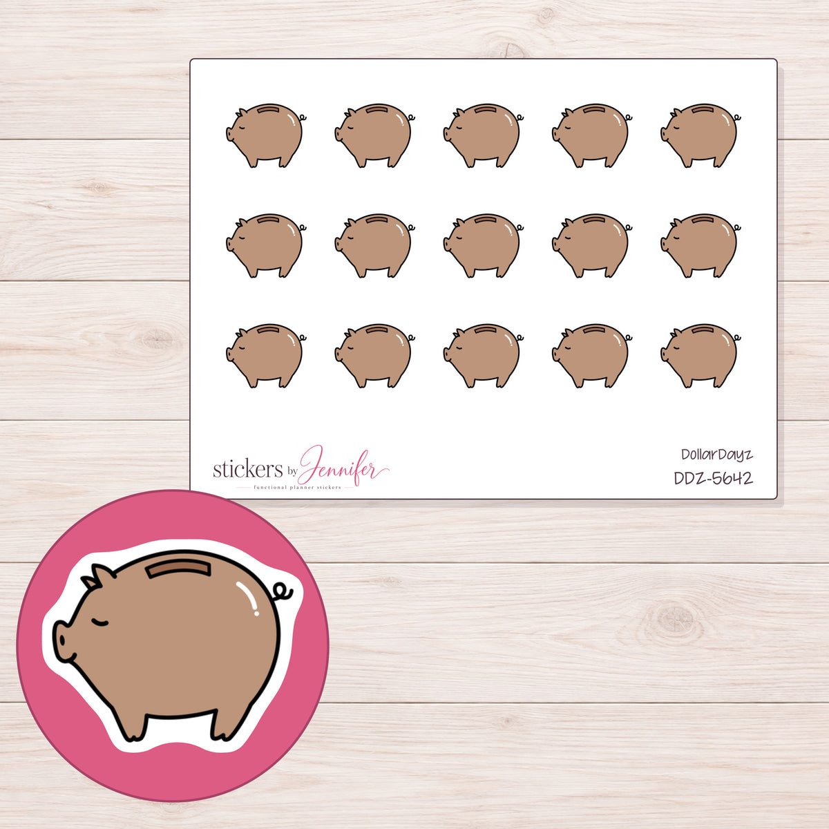 DDZ-5642 planner sticker sheet with enlarged sticker detail