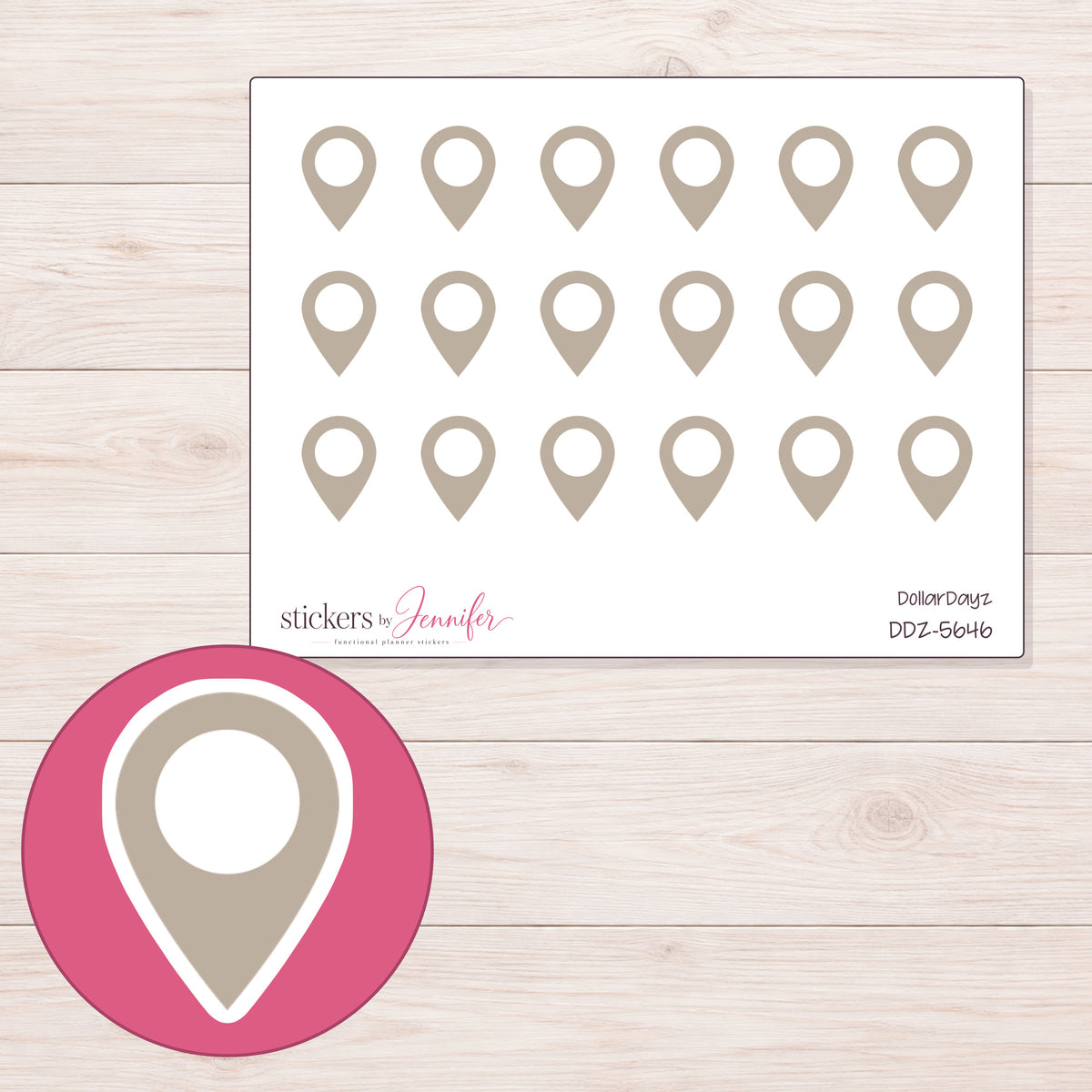 DDZ-5646 planner sticker sheet with enlarged sticker detail