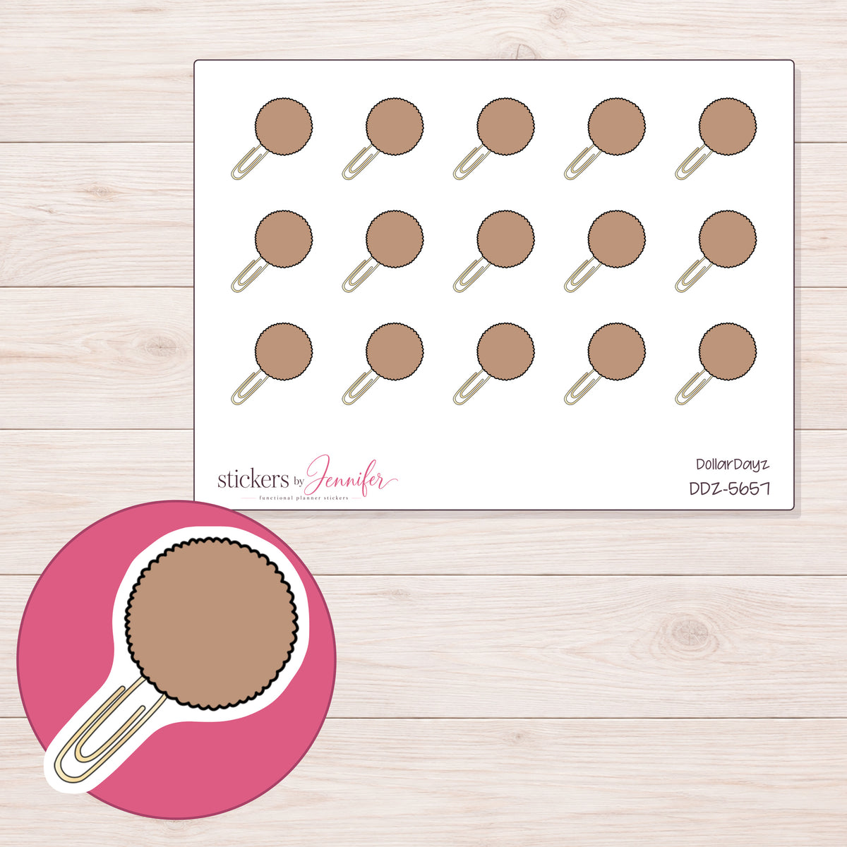 DDZ-5657 planner sticker sheet with enlarged sticker detail