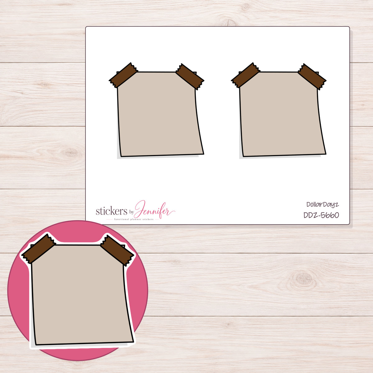 DDZ-5660 planner sticker sheet with enlarged sticker detail
