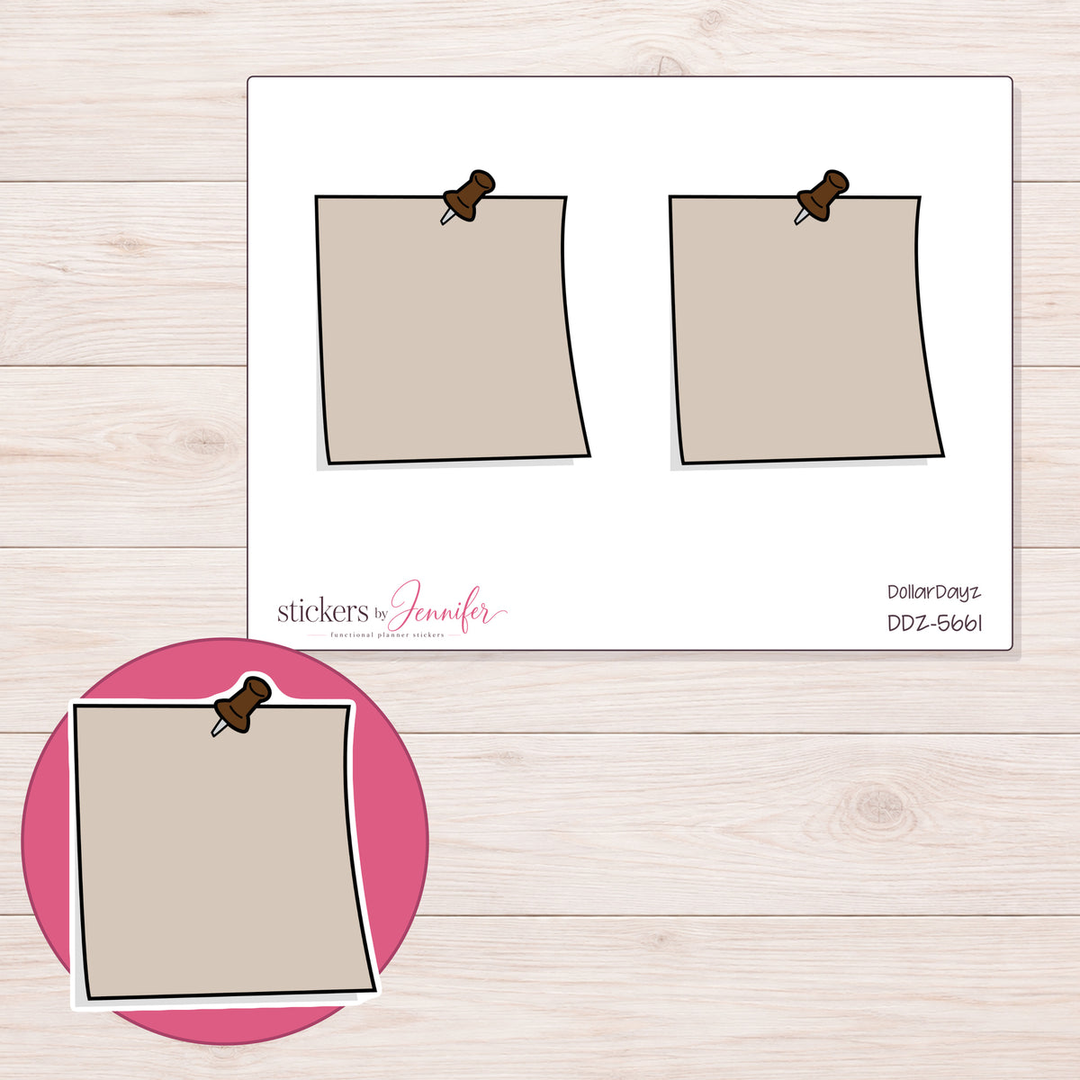 DDZ-5661 planner sticker sheet with enlarged sticker detail