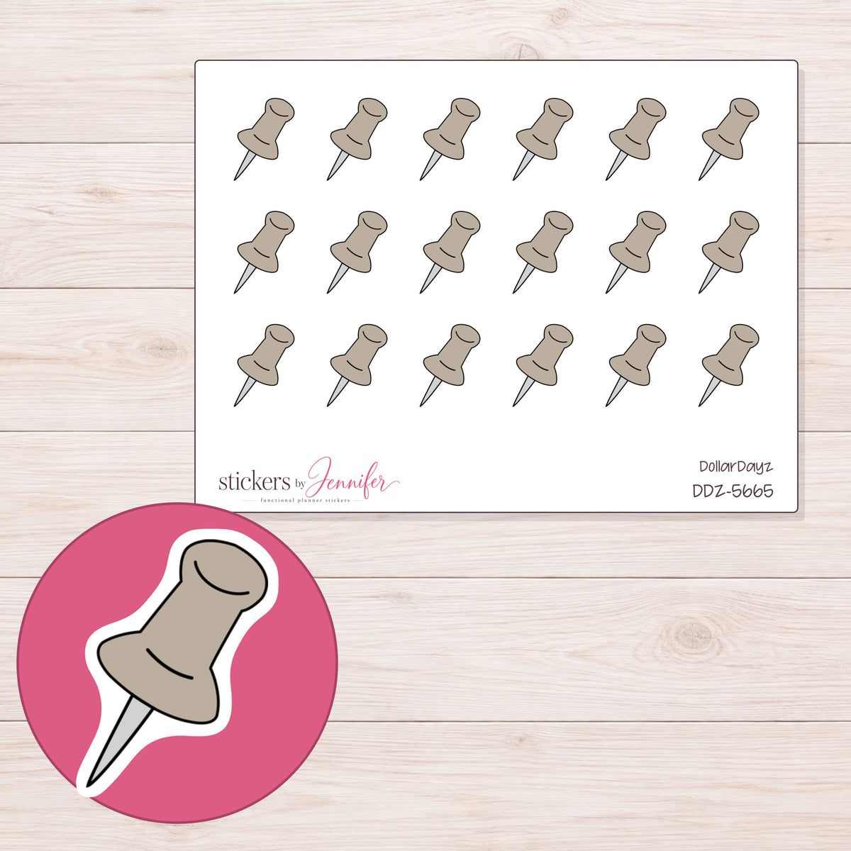 DDZ-5665 planner sticker sheet with enlarged sticker detail