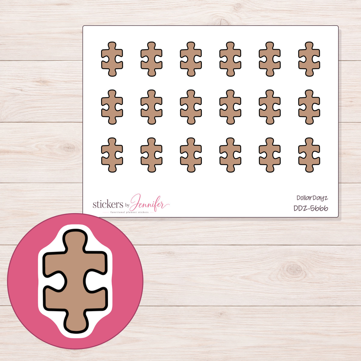 DDZ-5666 planner sticker sheet with enlarged sticker detail