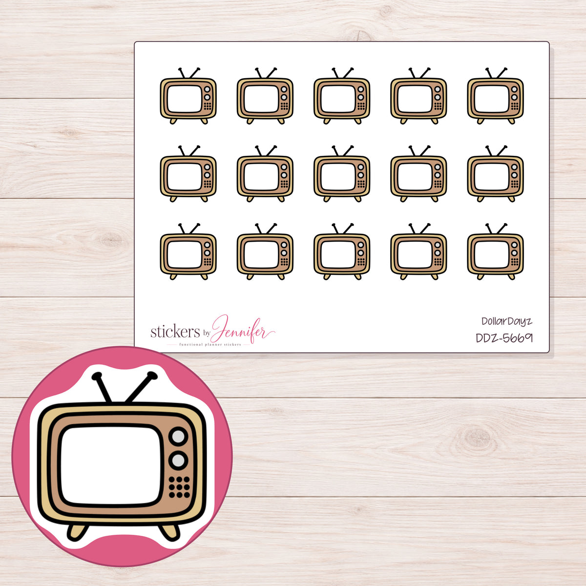 DDZ-5669 planner sticker sheet with enlarged sticker detail