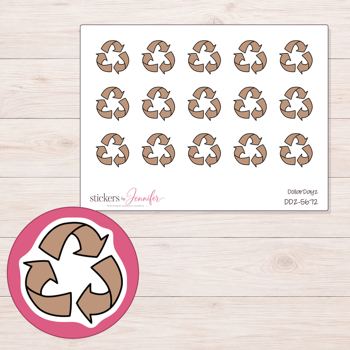 DDZ-5672 planner sticker sheet with enlarged sticker detail