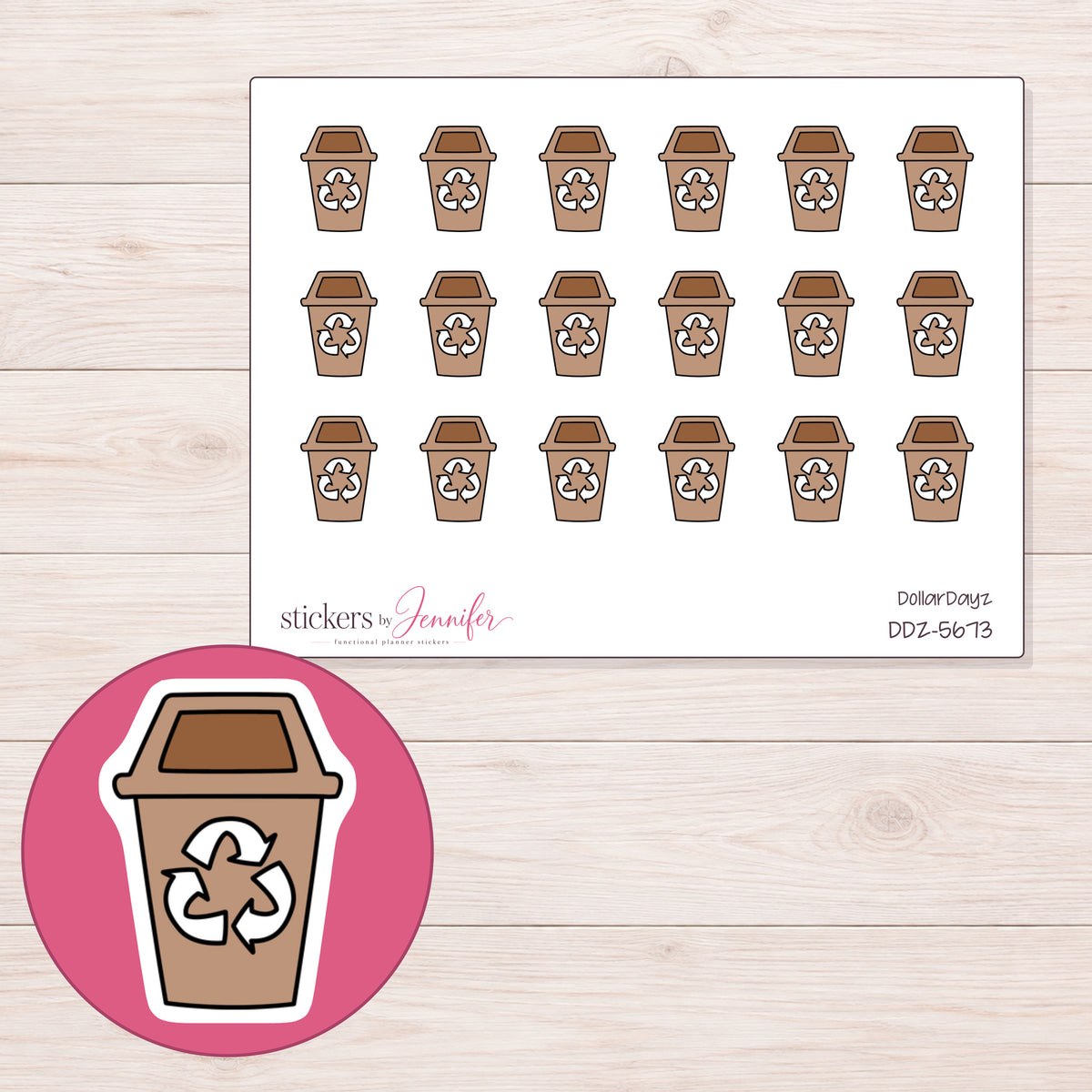 DDZ-5673 planner sticker sheet with enlarged sticker detail