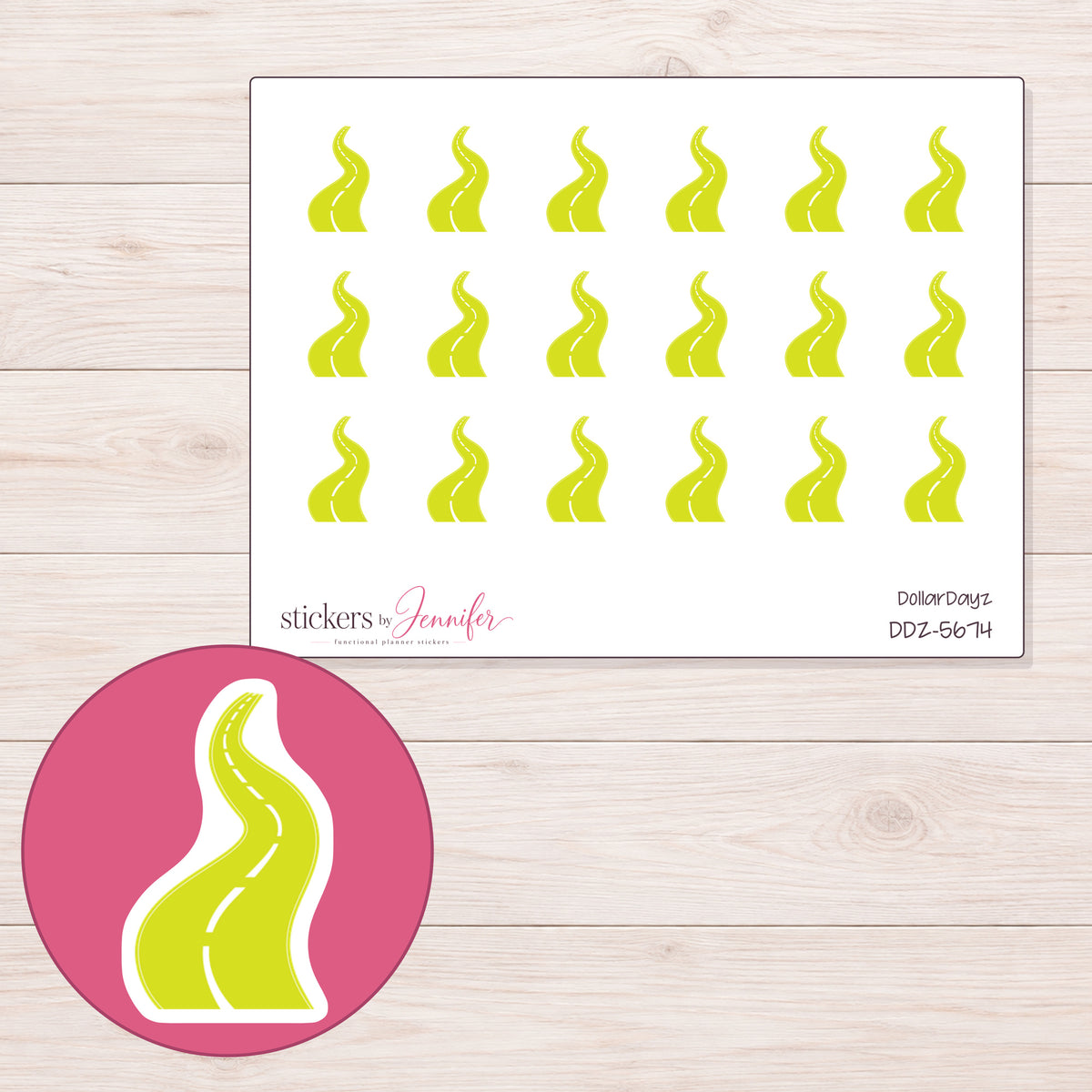DDZ-5674 planner sticker sheet with enlarged sticker detail