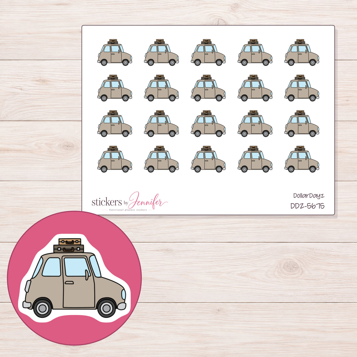 DDZ-5675 planner sticker sheet with enlarged sticker detail