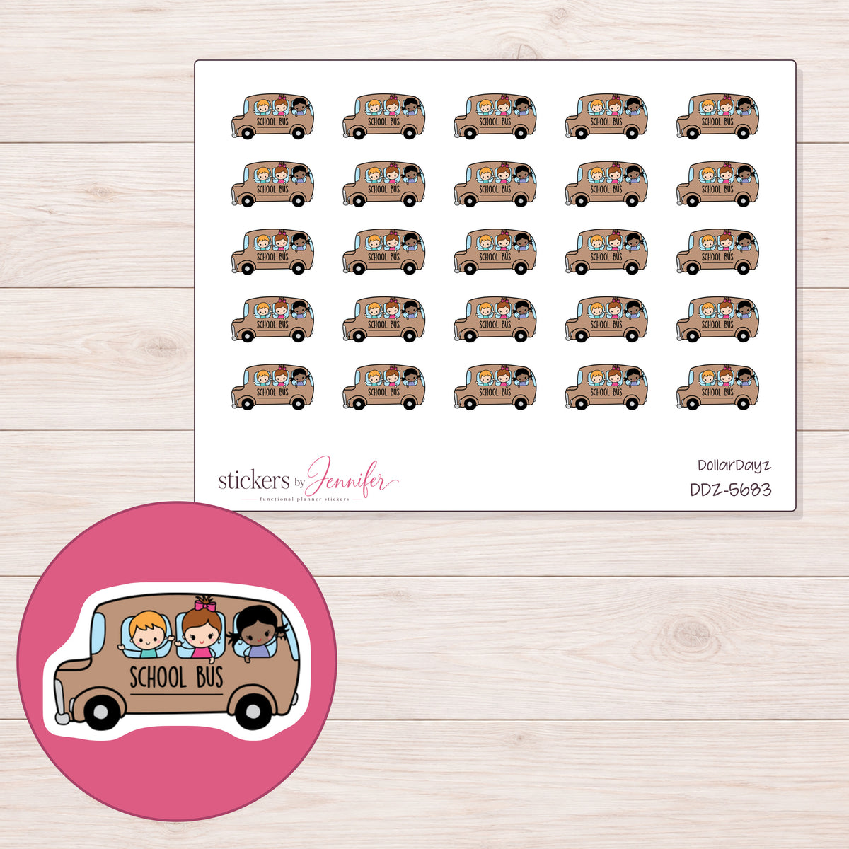 DDZ-5683 planner sticker sheet with enlarged sticker detail