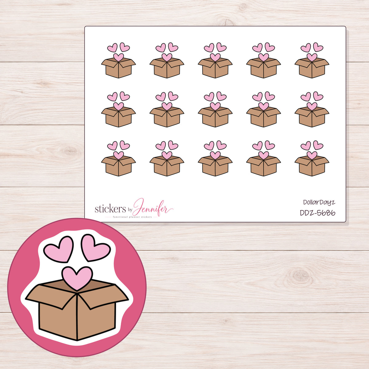DDZ-5686 planner sticker sheet with enlarged sticker detail