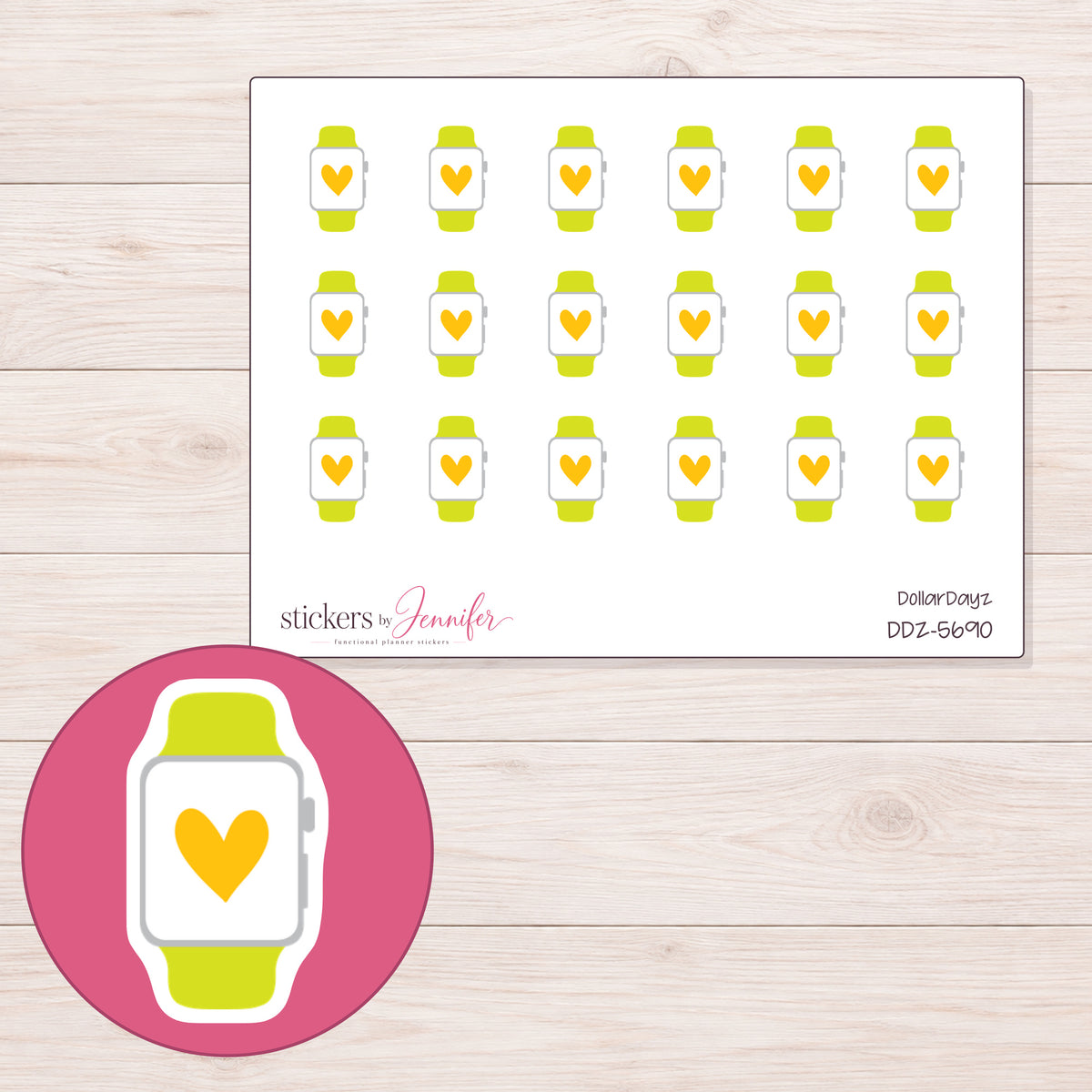 DDZ-5690 planner sticker sheet with enlarged sticker detail