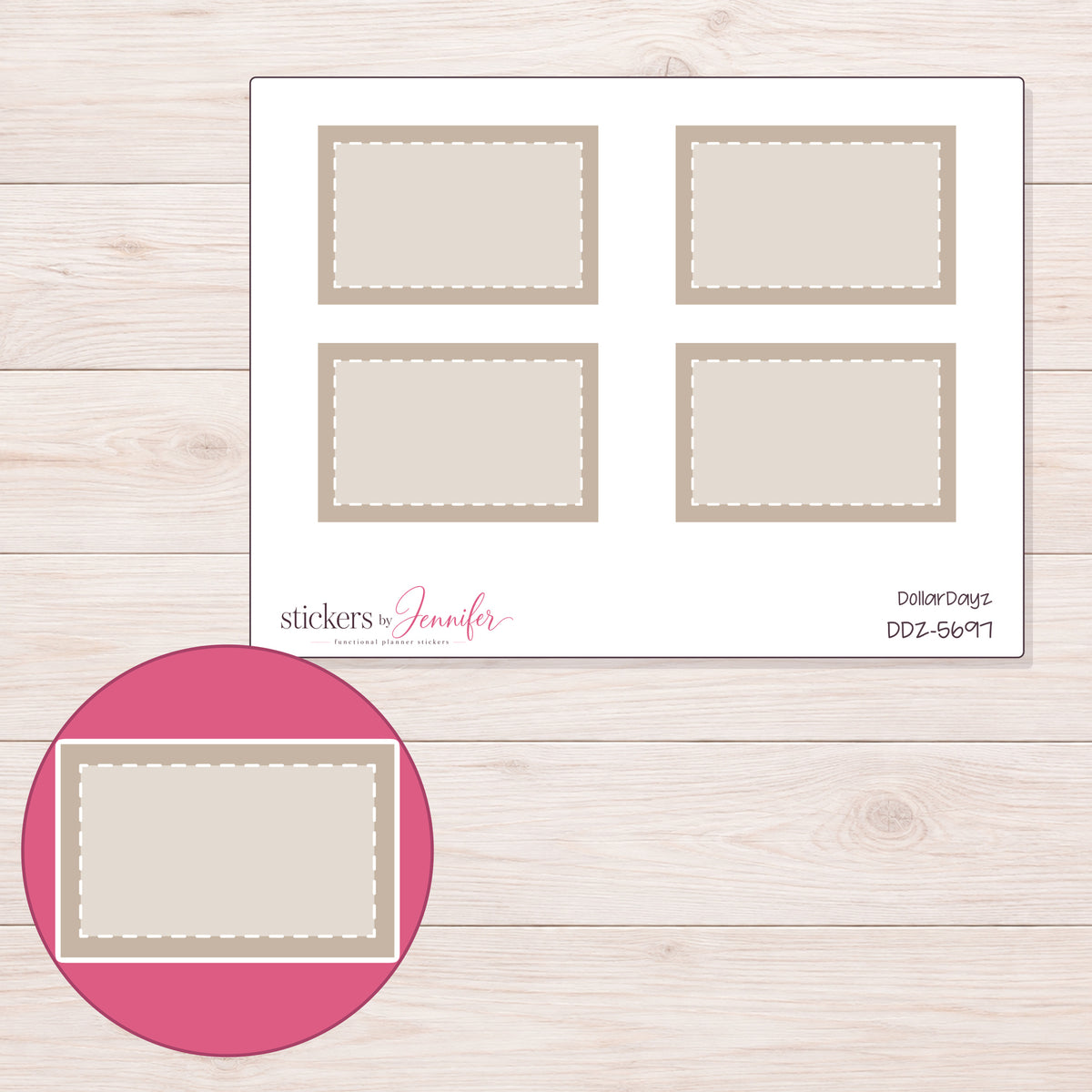 DDZ-5697 planner sticker sheet with enlarged sticker detail