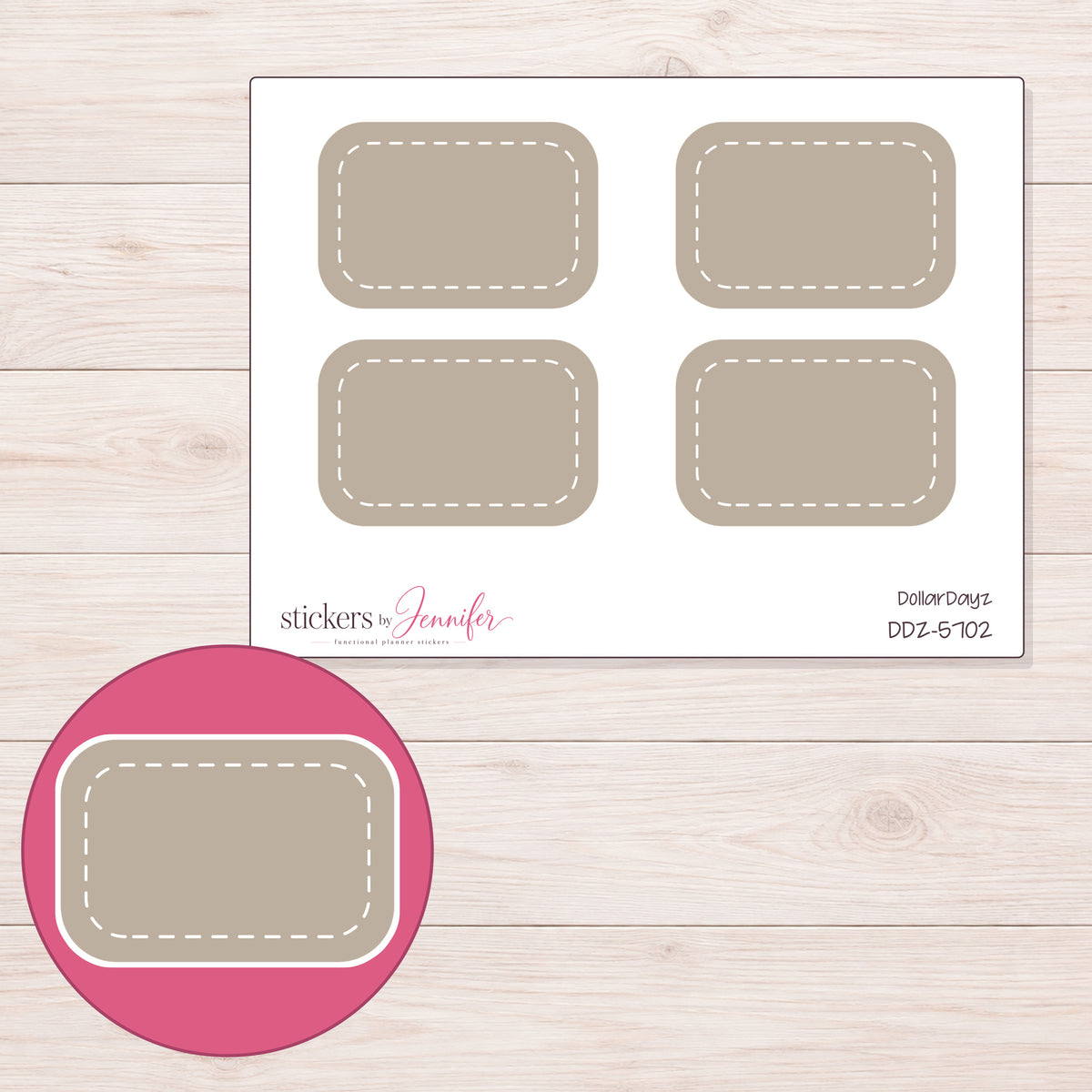 DDZ-5702 planner sticker sheet with enlarged sticker detail