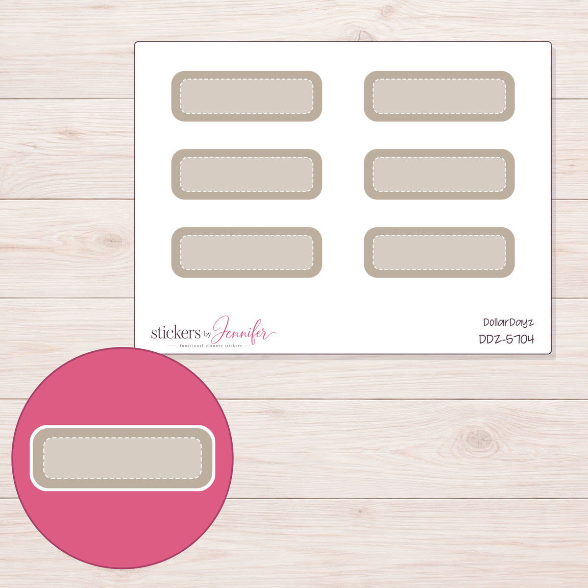DDZ-5704 planner sticker sheet with enlarged sticker detail