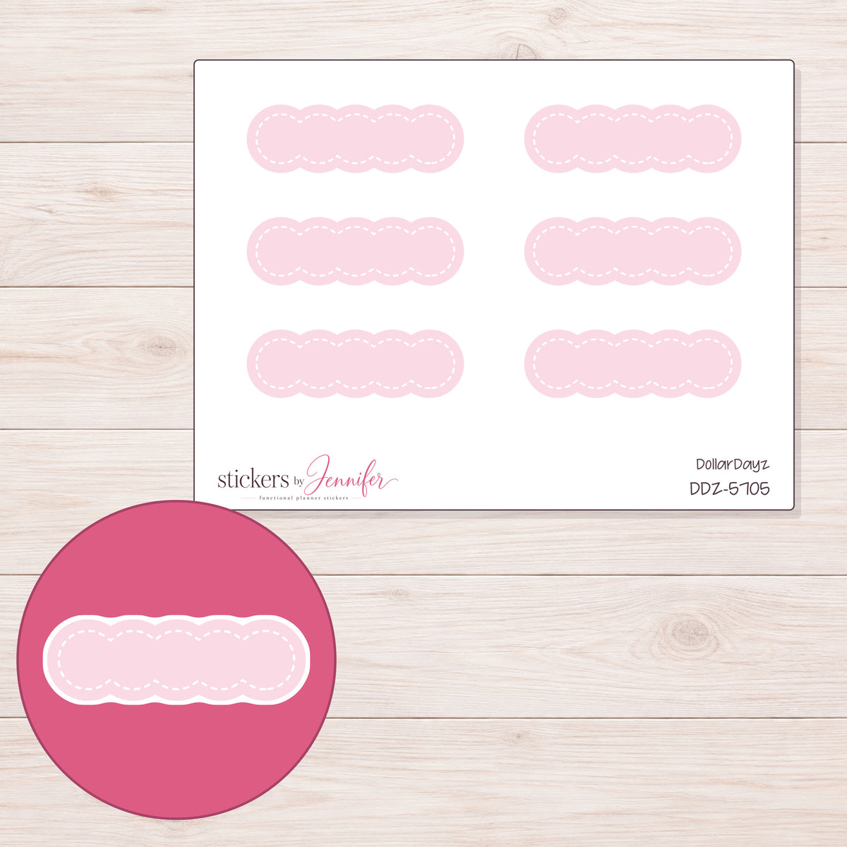 DDZ-5705 planner sticker sheet with enlarged sticker detail