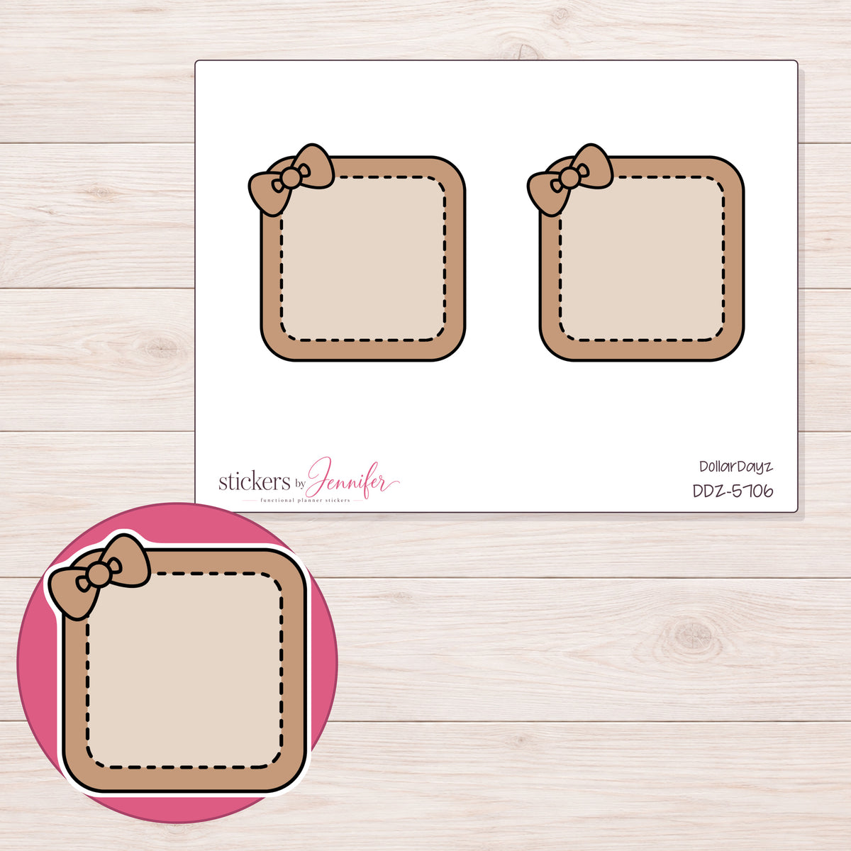 DDZ-5706 planner sticker sheet with enlarged sticker detail
