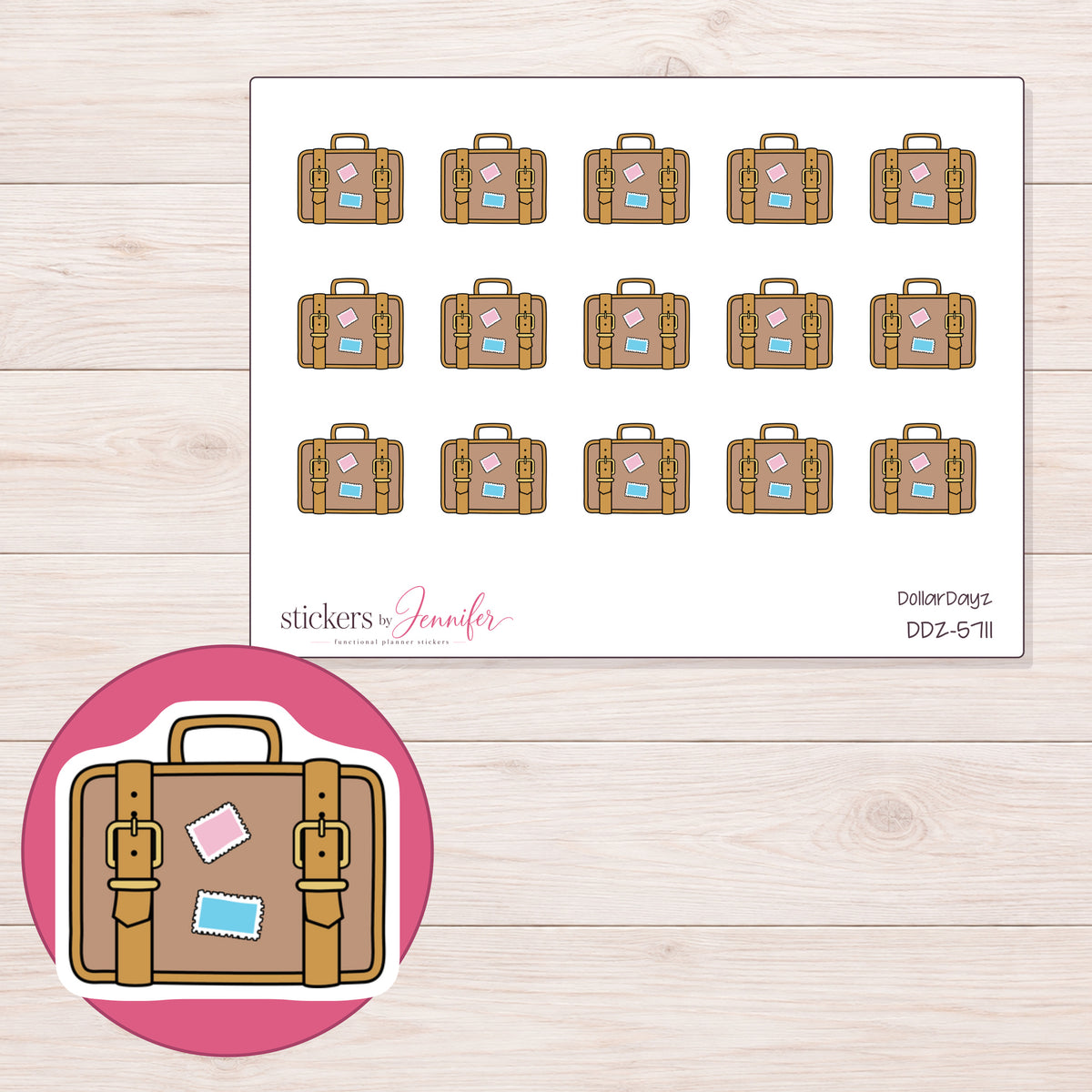 DDZ-5711 planner sticker sheet with enlarged sticker detail