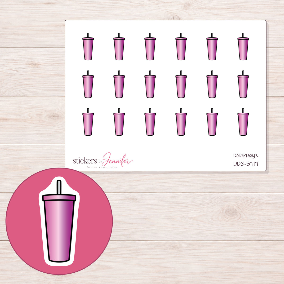 DDZ-5717 planner sticker sheet with enlarged sticker detail