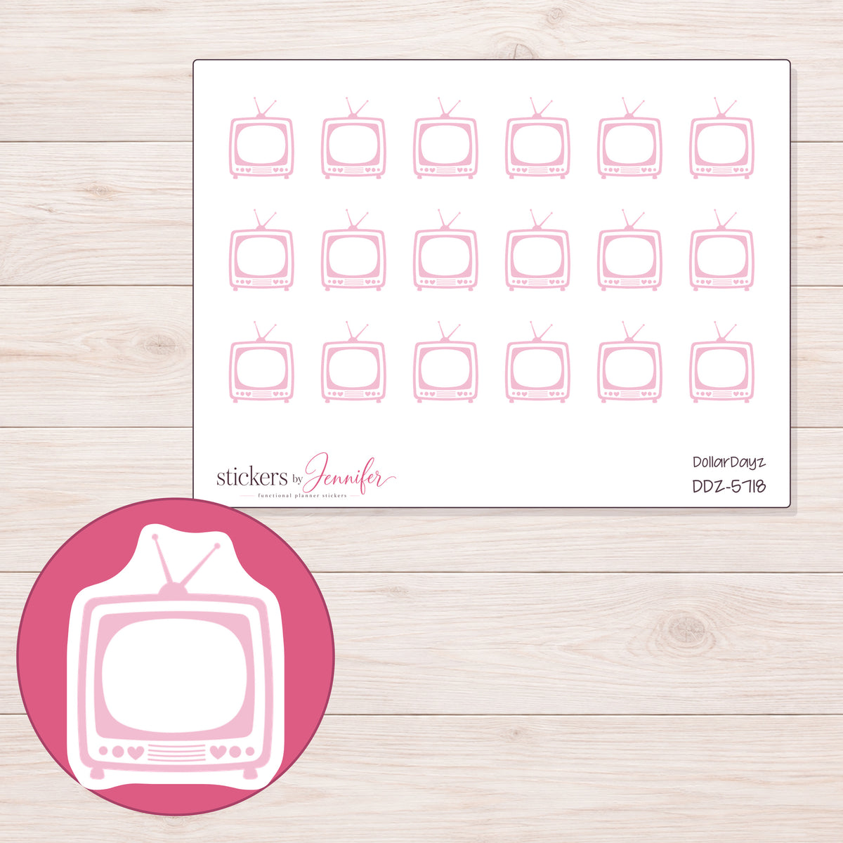 DDZ-5718 planner sticker sheet with enlarged sticker detail