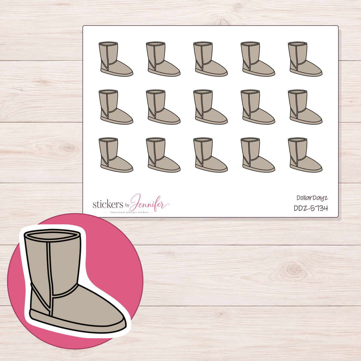 DDZ-5734 planner sticker sheet with enlarged sticker detail