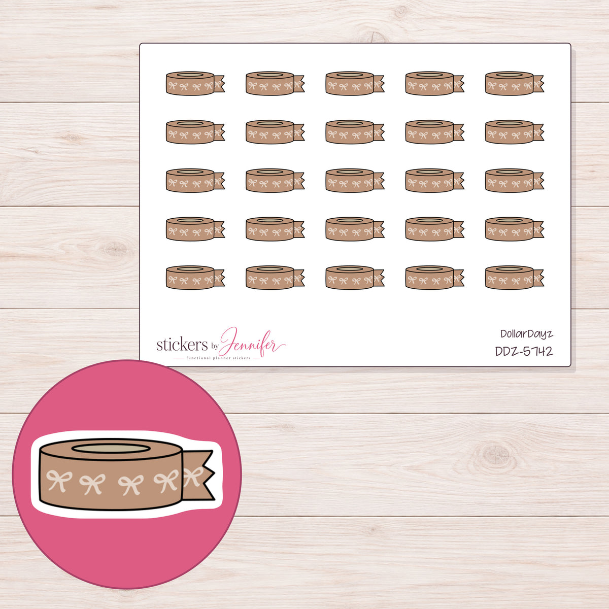 DDZ-5742 planner sticker sheet with enlarged sticker detail
