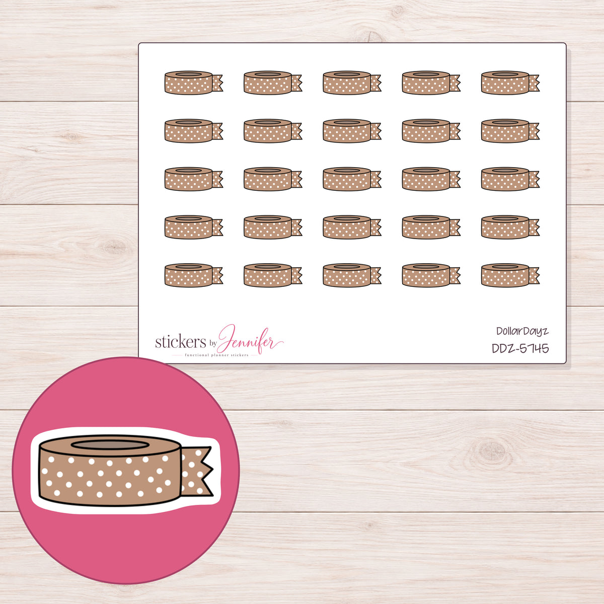 DDZ-5745 planner sticker sheet with enlarged sticker detail