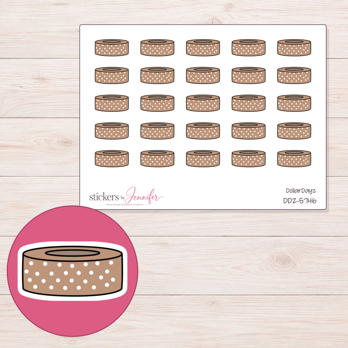 DDZ-5746 planner sticker sheet with enlarged sticker detail