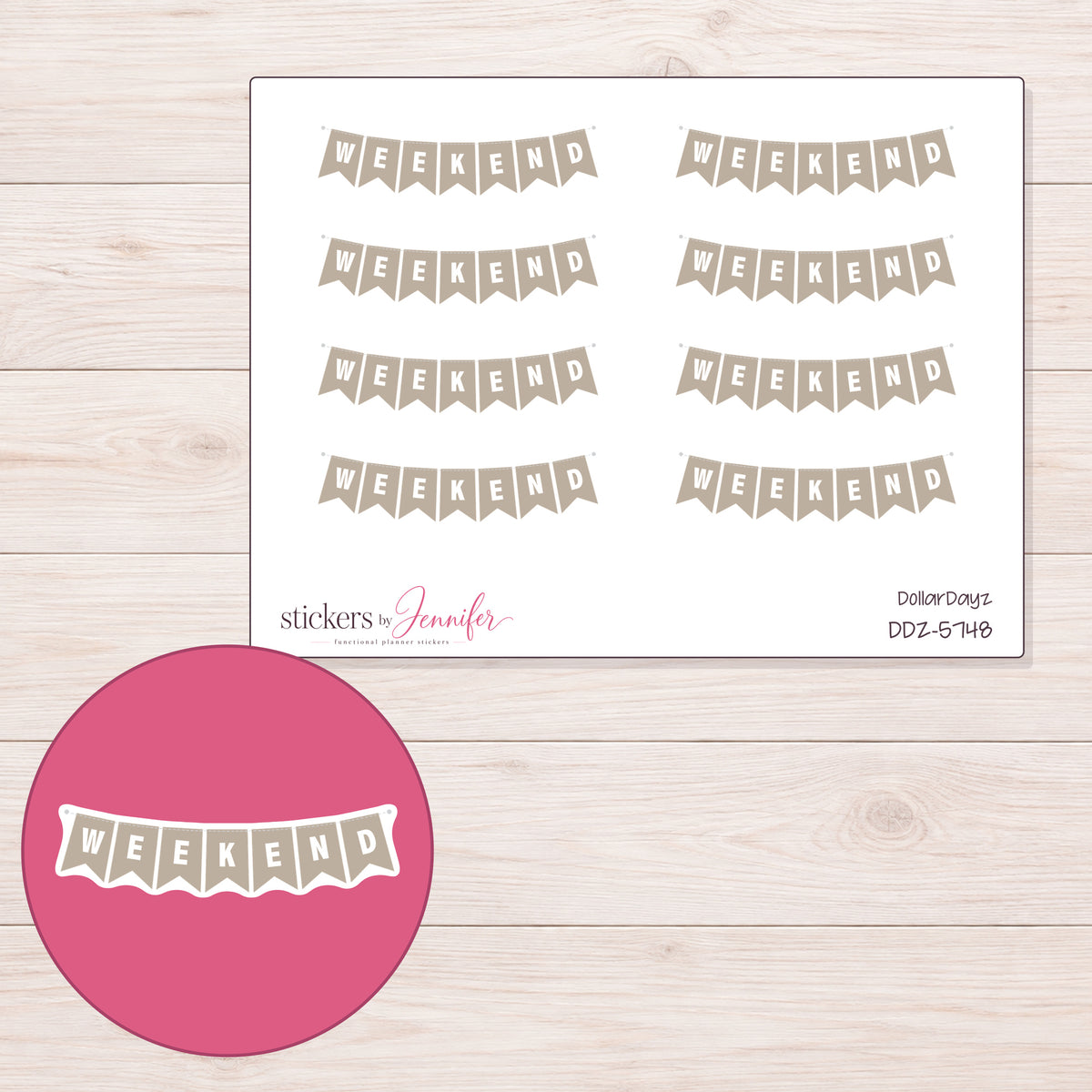 DDZ-5748 planner sticker sheet with enlarged sticker detail