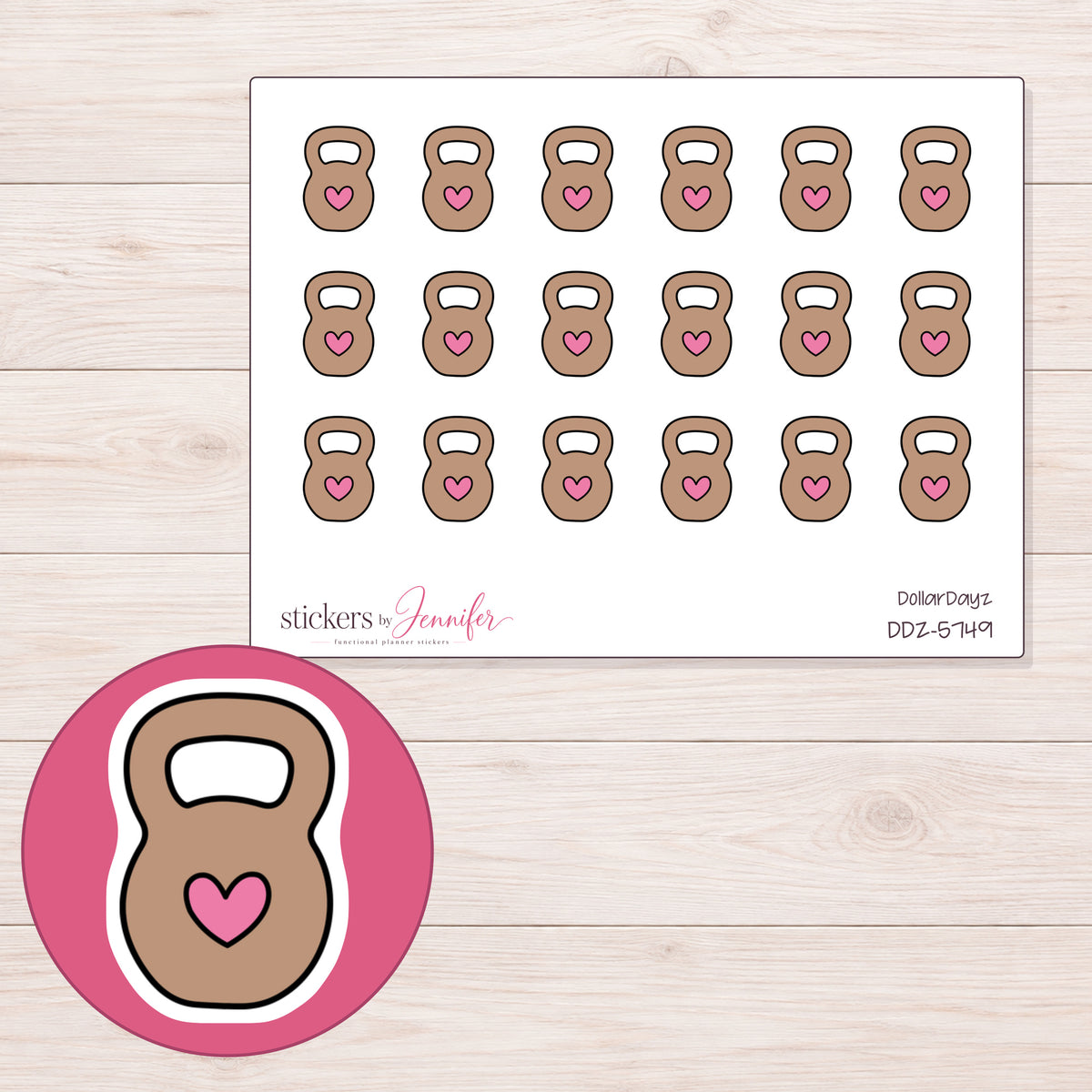 DDZ-5749 planner sticker sheet with enlarged sticker detail