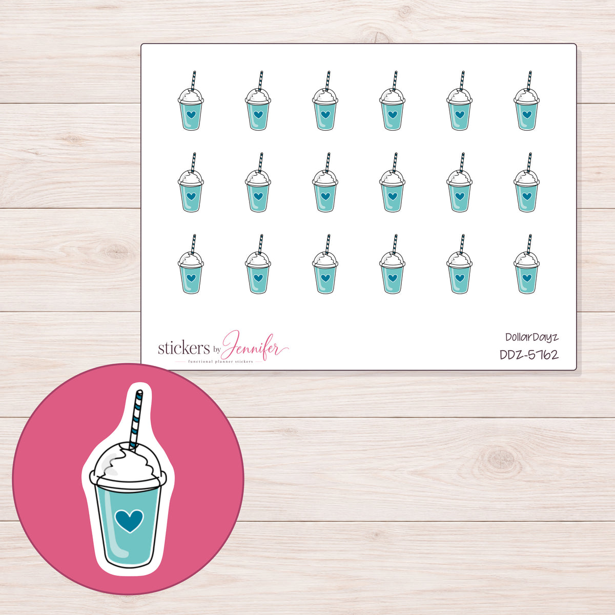 DDZ-5762 planner sticker sheet with enlarged sticker detail