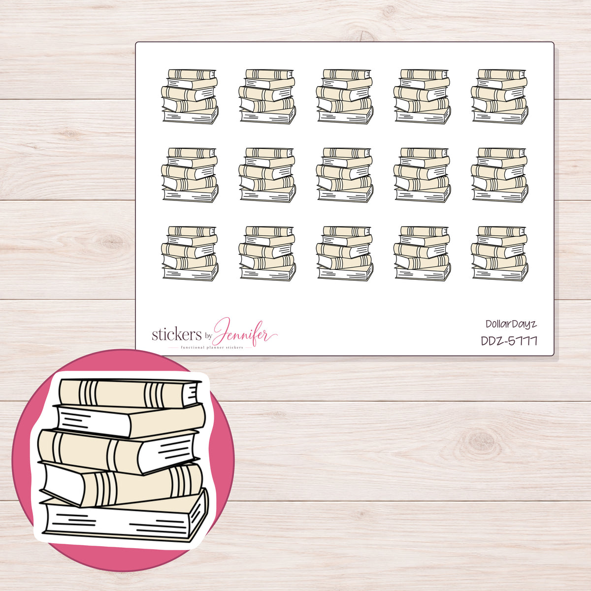 DDZ-5777 planner sticker sheet with enlarged sticker detail