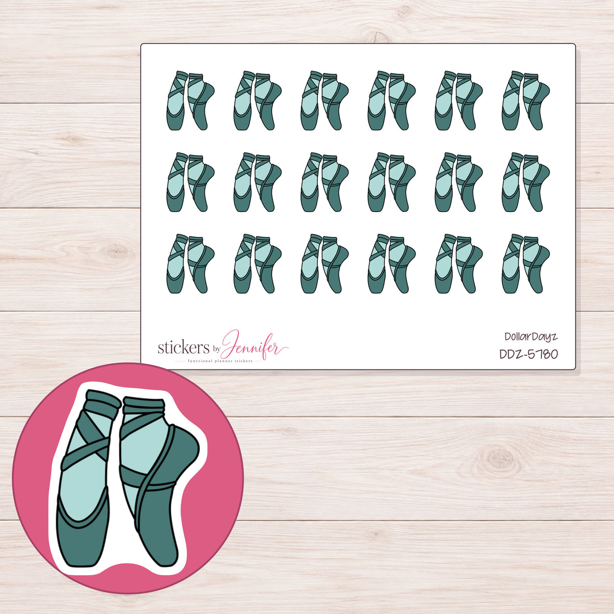 DDZ-5780 planner sticker sheet with enlarged sticker detail