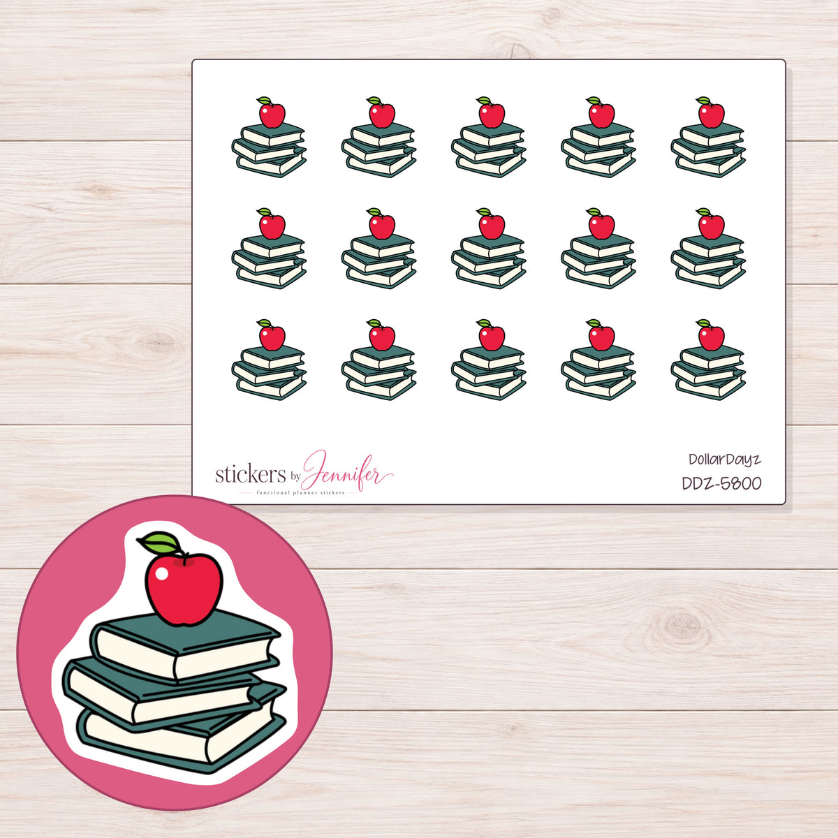 DDZ-5800 planner sticker sheet with enlarged sticker detail