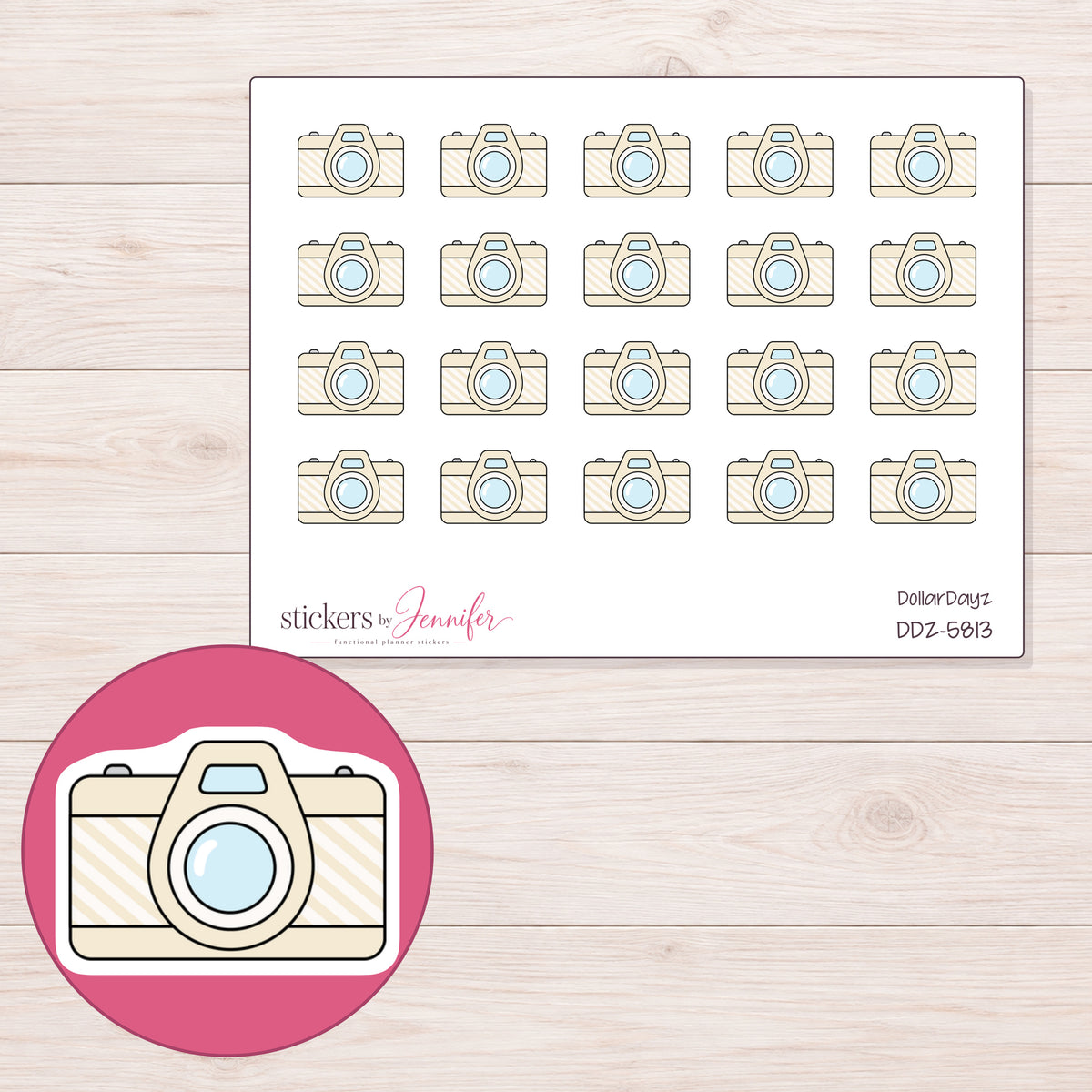 DDZ-5813 planner sticker sheet with enlarged sticker detail