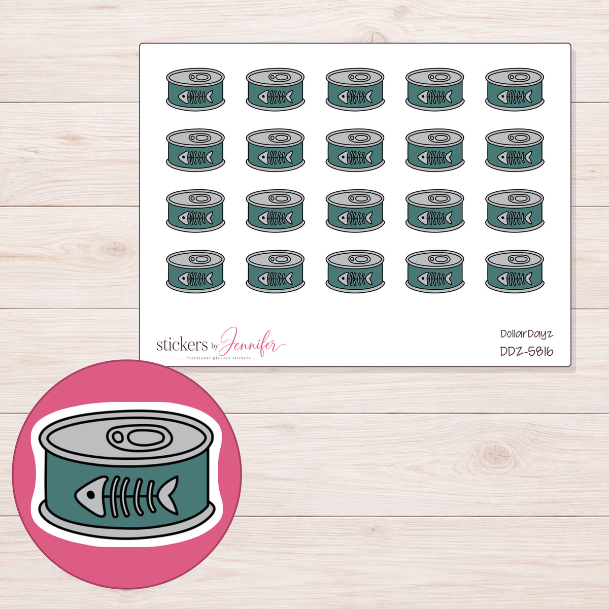 DDZ-5816 planner sticker sheet with enlarged sticker detail