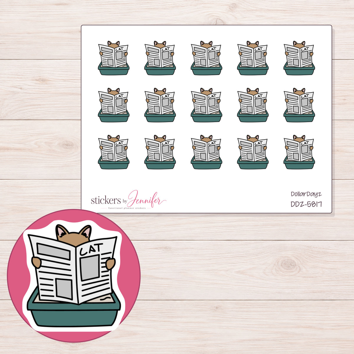 DDZ-5817 planner sticker sheet with enlarged sticker detail