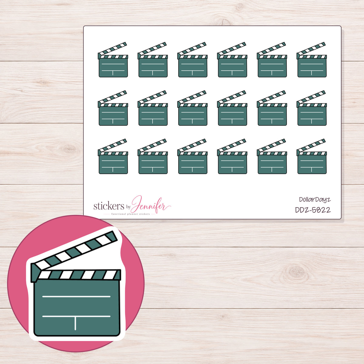 DDZ-5822 planner sticker sheet with enlarged sticker detail
