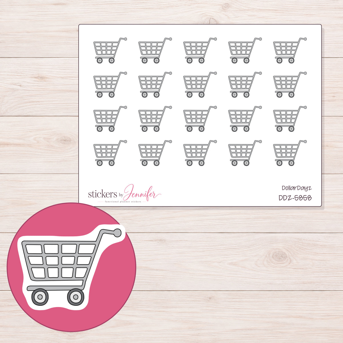 DDZ-5858 planner sticker sheet with enlarged sticker detail