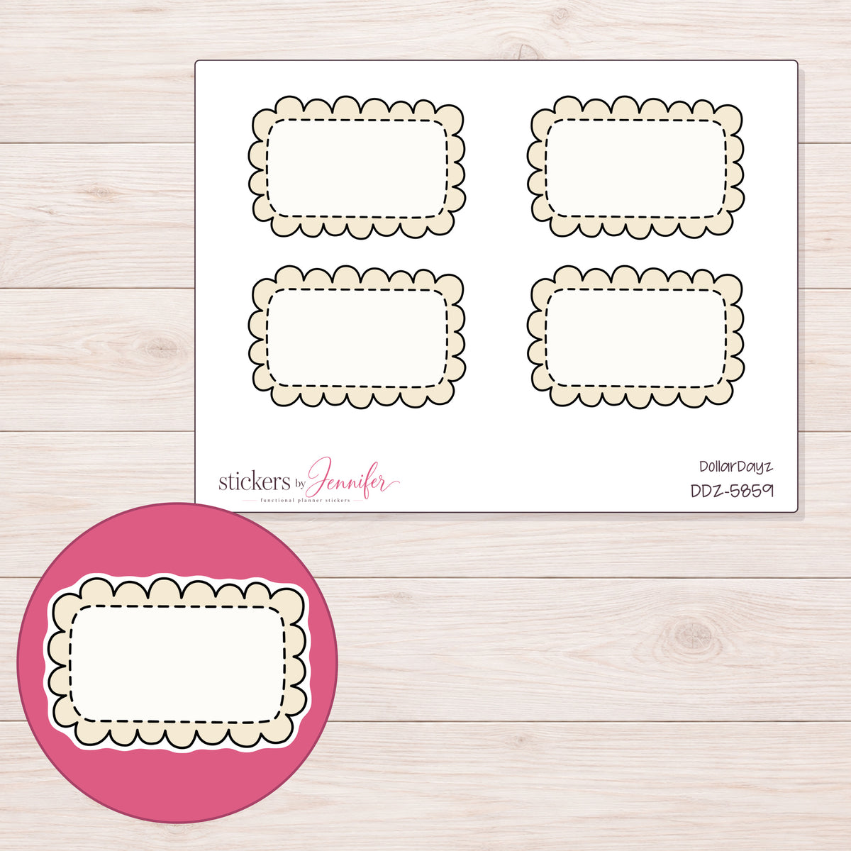 DDZ-5859 planner sticker sheet with enlarged sticker detail