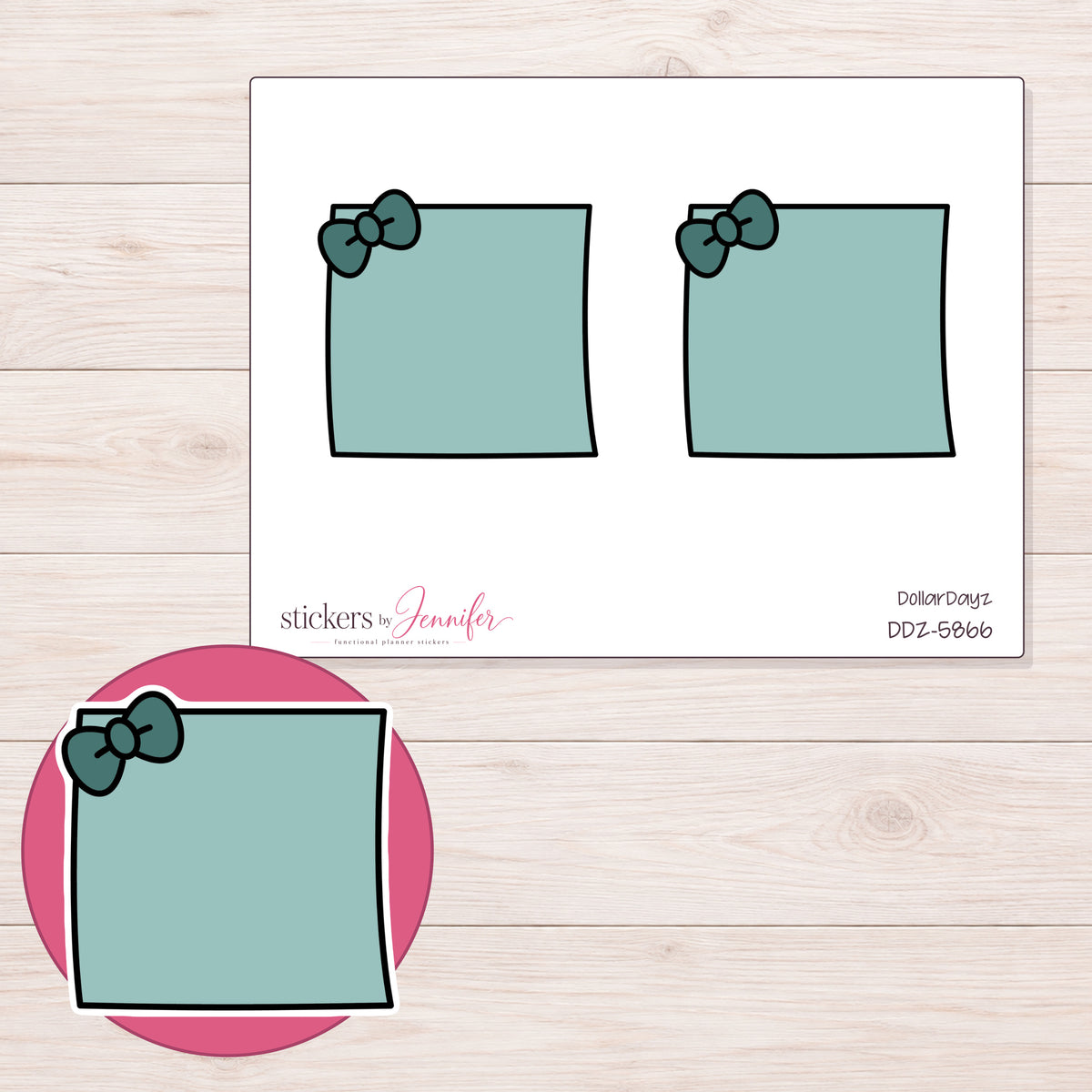DDZ-5866 planner sticker sheet with enlarged sticker detail