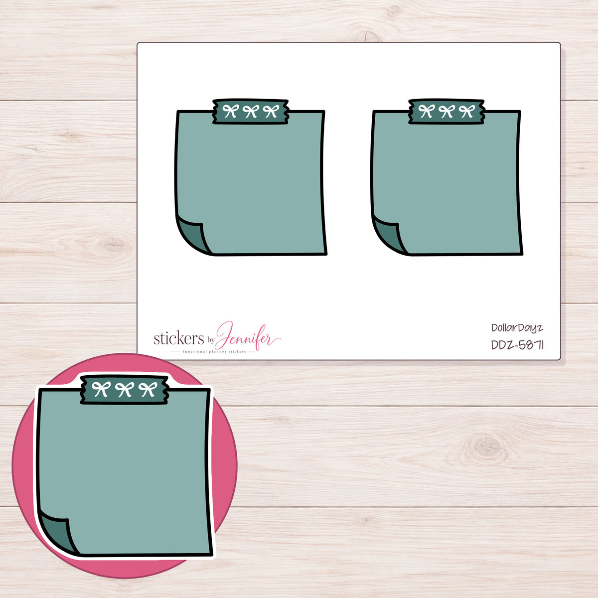 DDZ-5871 planner sticker sheet with enlarged sticker detail