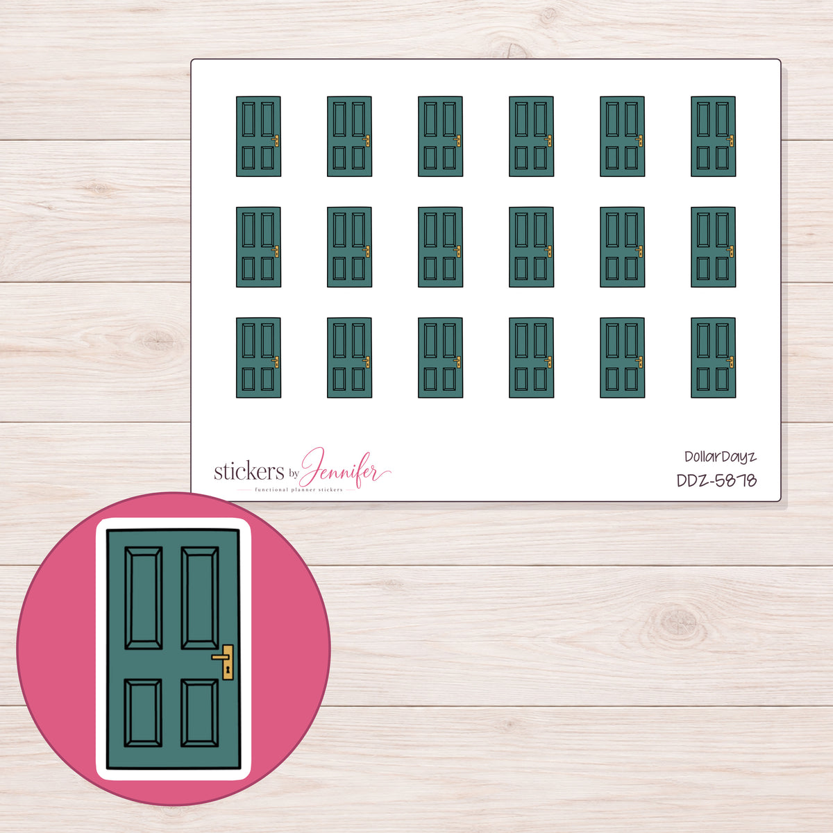 DDZ-5878 planner sticker sheet with enlarged sticker detail