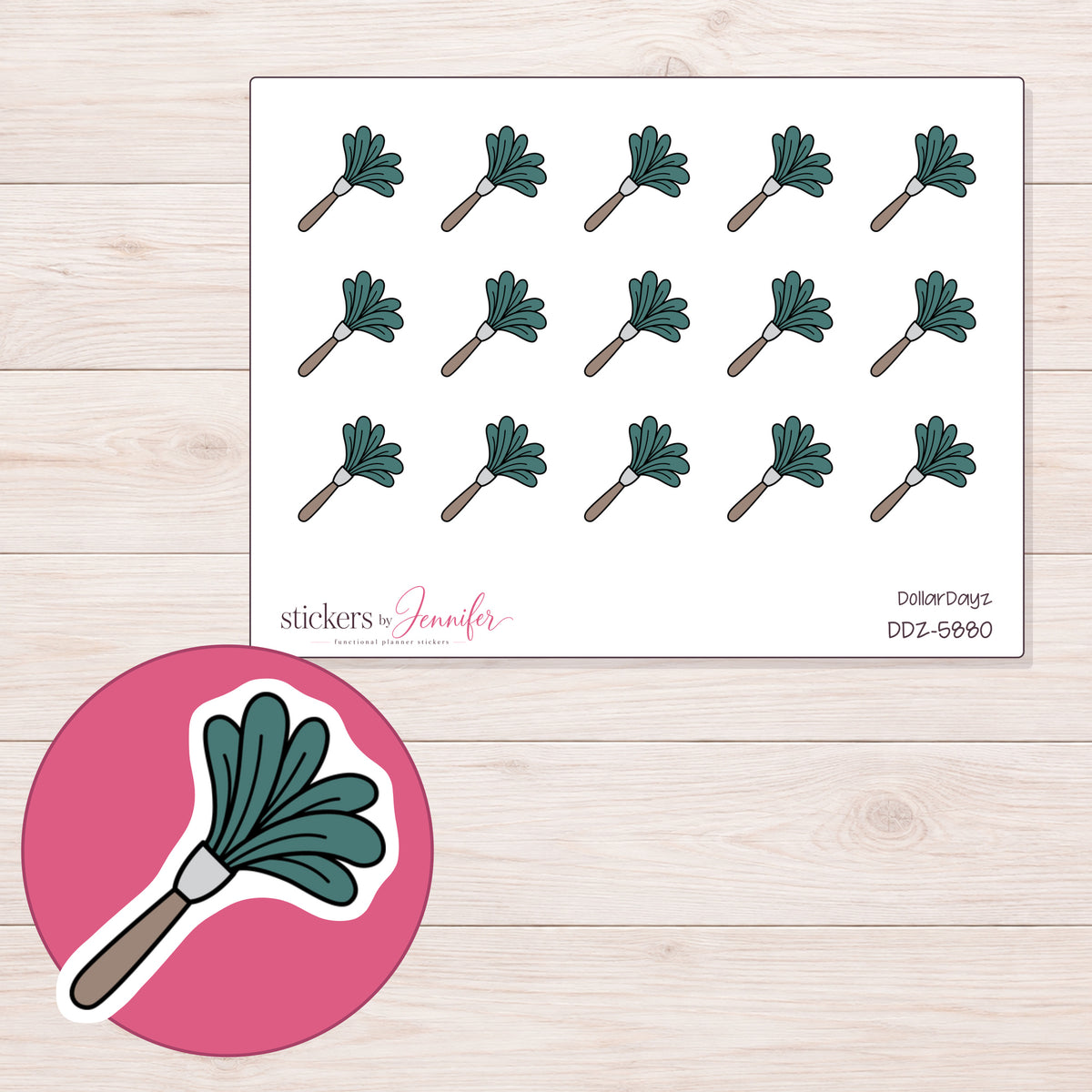 DDZ-5880 planner sticker sheet with enlarged sticker detail