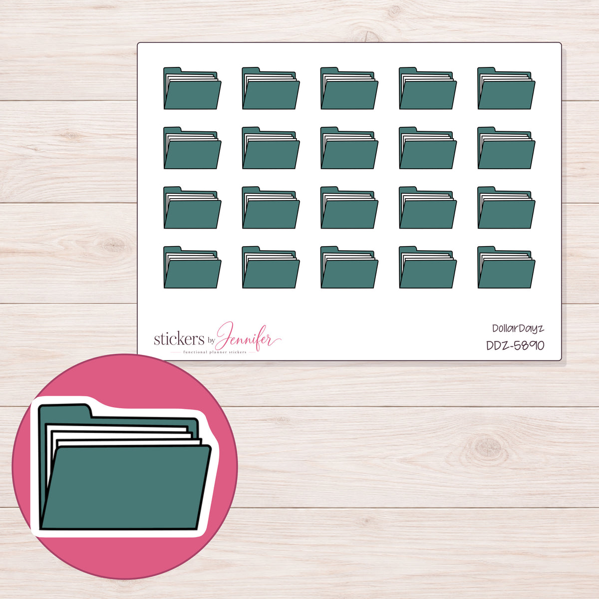 DDZ-5890 planner sticker sheet with enlarged sticker detail