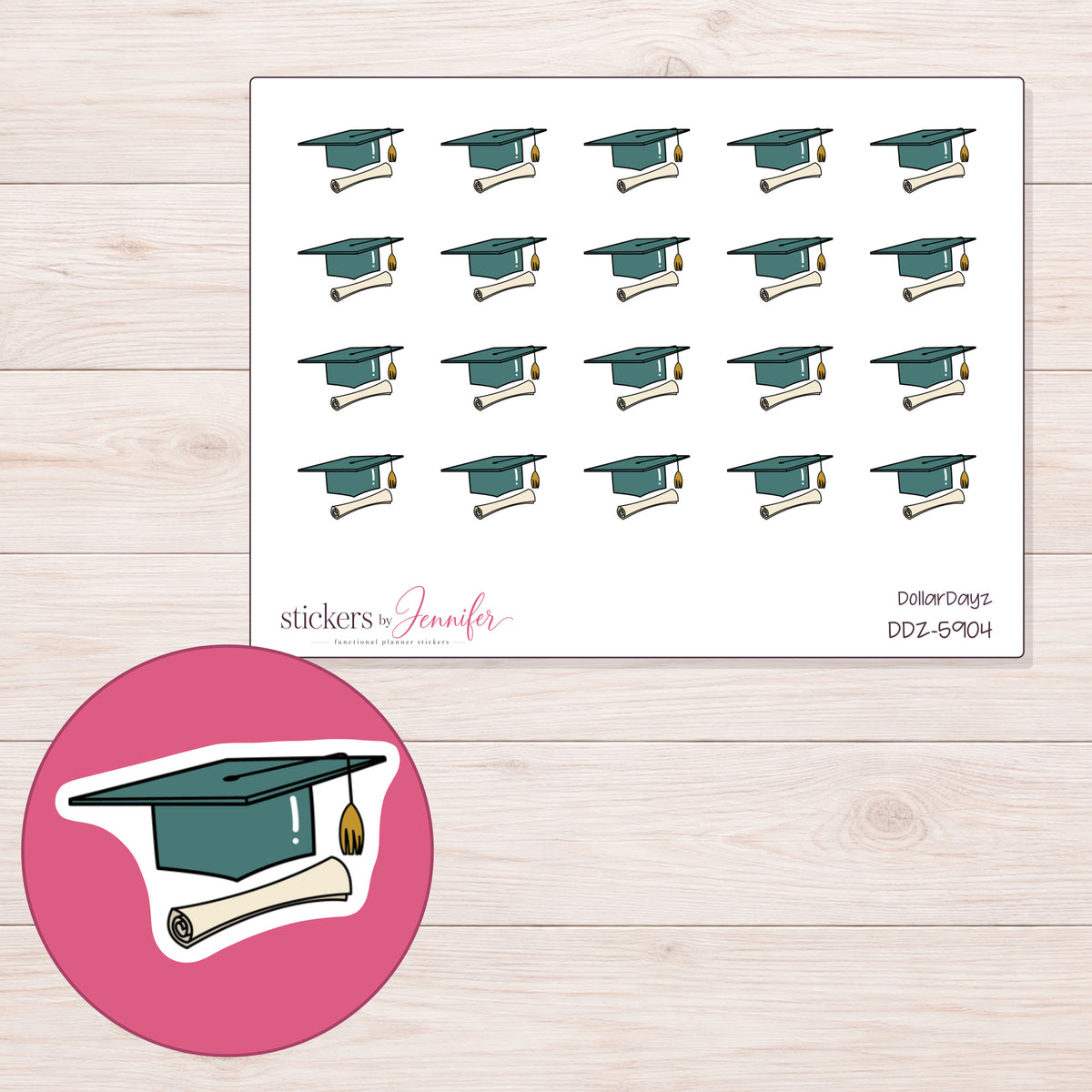 DDZ-5904 planner sticker sheet with enlarged sticker detail