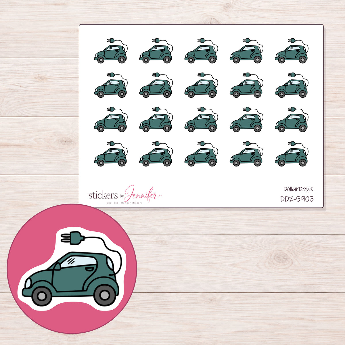 DDZ-5905 planner sticker sheet with enlarged sticker detail